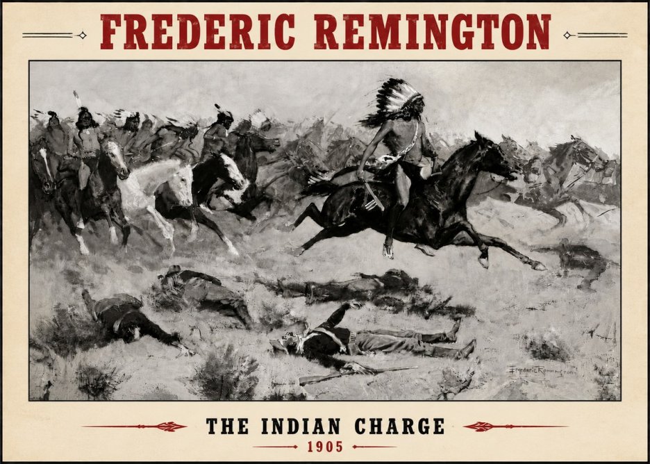 Frederic Remington The Indian Charge No4 - Poster