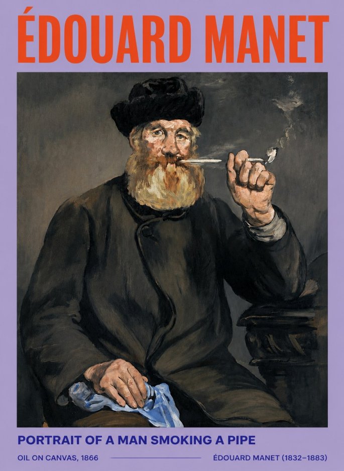 Édouard Manet Portrait of a Man Smoking a Pipe No5 - Poster