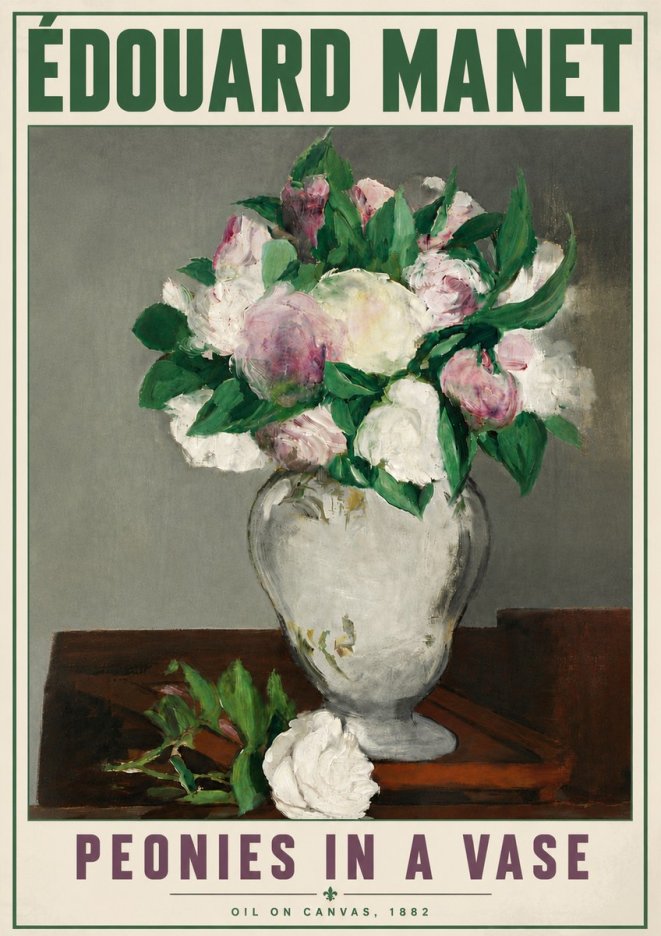 Édouard Manet Peonies in a Vase No6 - Poster
