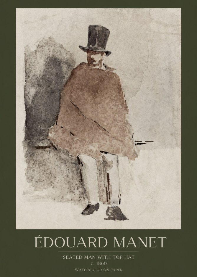 Édouard Manet Seated Man with Top Hat No1 - Poster