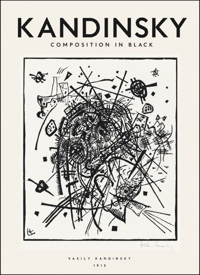 Kandinsky Composition in Black No1 - Poster