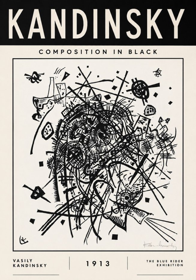Kandinsky Composition in Black No3 - Poster