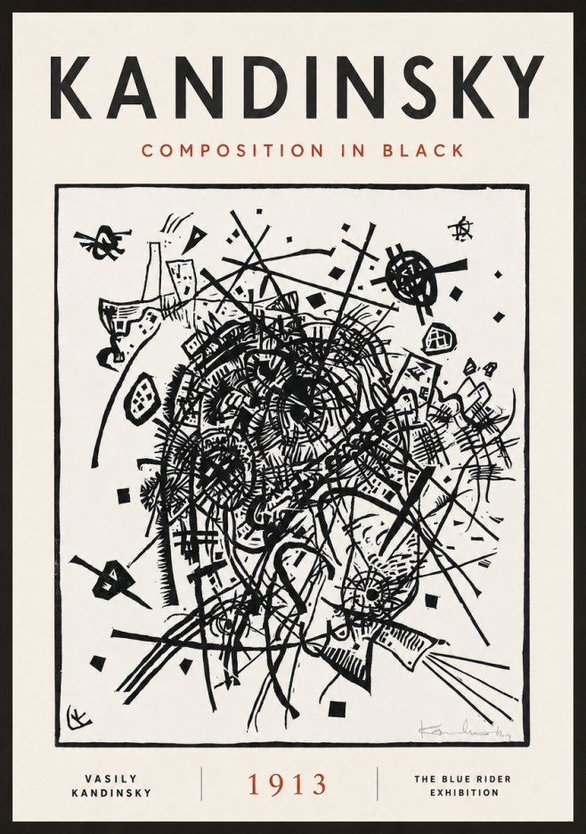 Kandinsky Composition in Black No4 - Poster