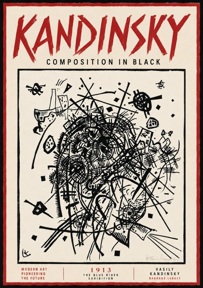 Kandinsky Composition in Black No6 - Poster
