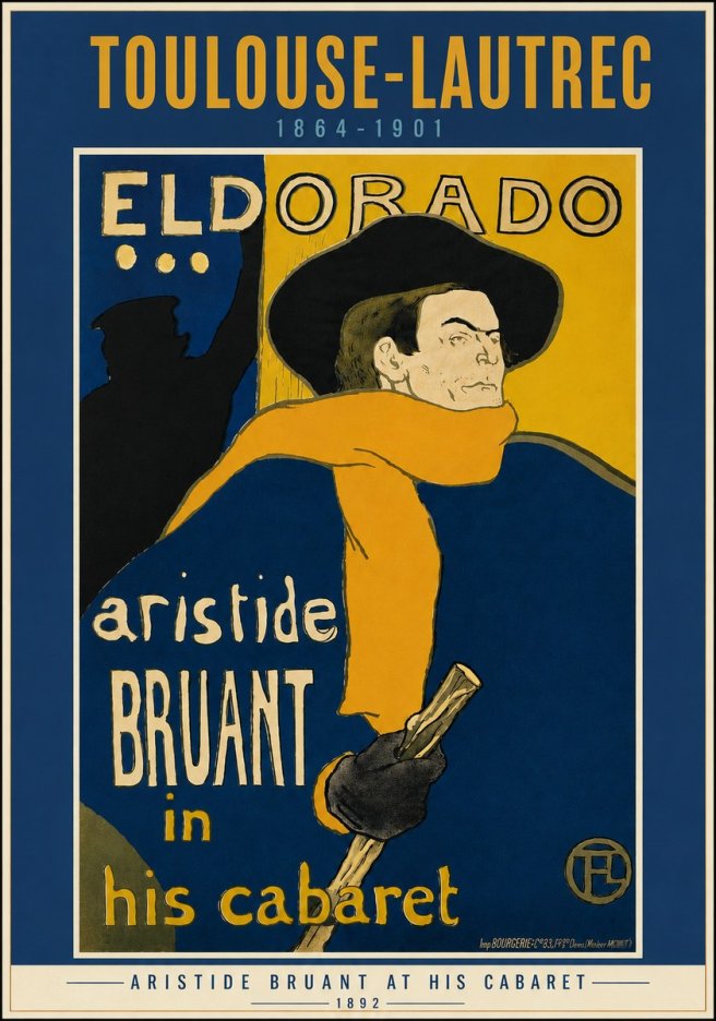 Toulouse-Lautrec Aristide Bruant at His Cabaret No4 - Poster