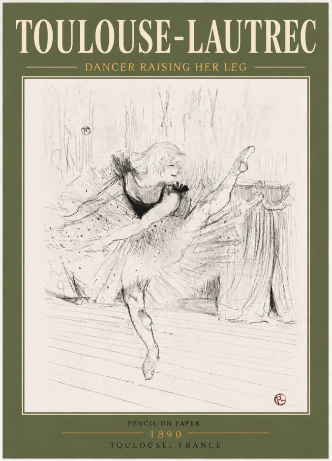 Toulouse-Lautrec Dancer Raising Her Leg No5 - Poster