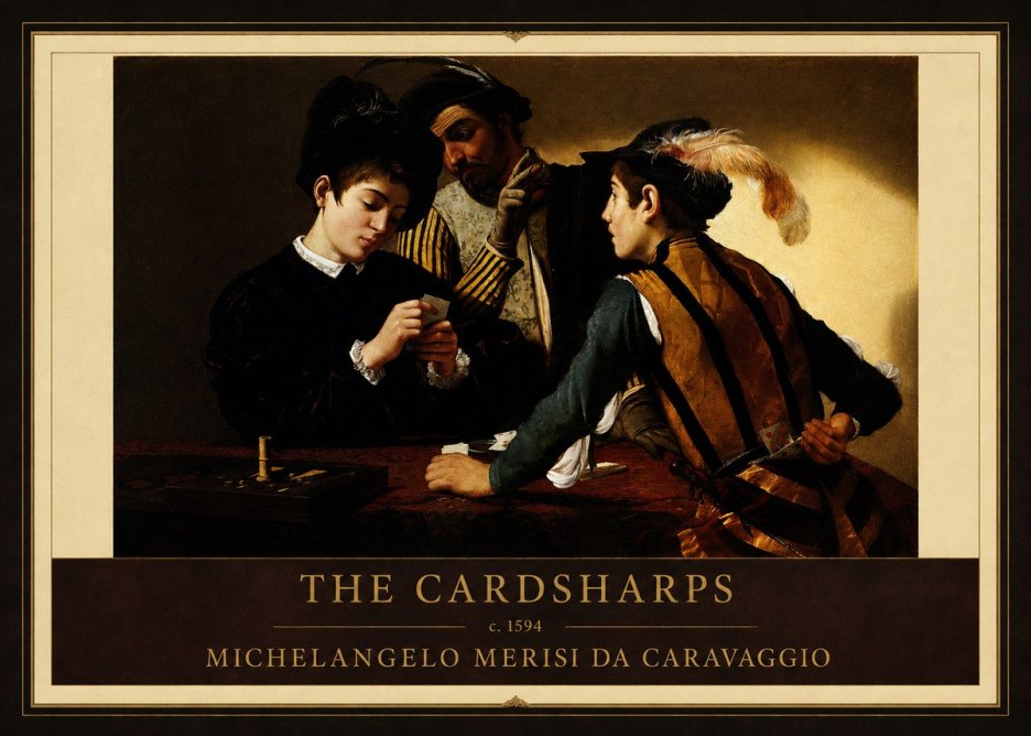 Michelangelo Merisi da Caravaggio The Cardsharps II No1 - Poster