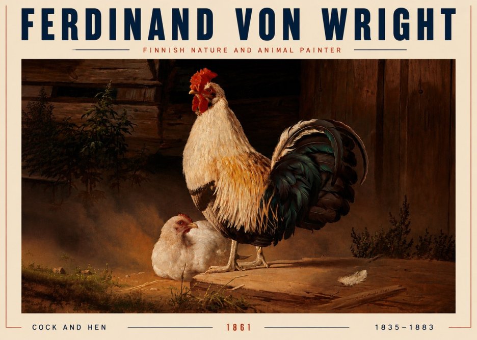 Ferdinand von Wright Cock and Hen No4 - Poster