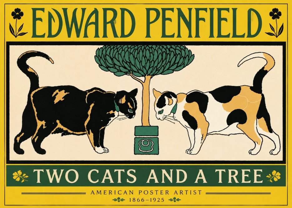 Edward Penfield Two Cats and a Tree No4 - Poster