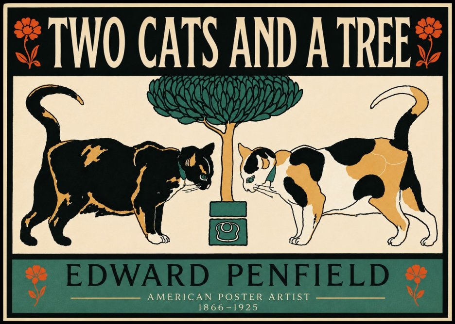 Edward Penfield Two Cats and a Tree No5 - Poster