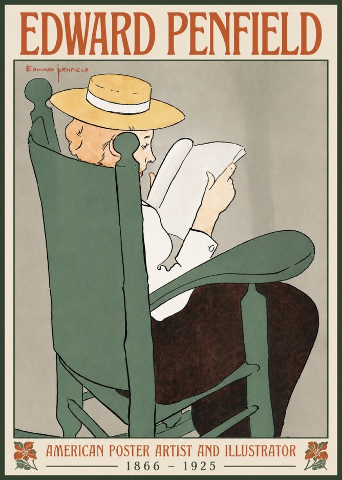 Edward Penfield Reading Woman in a Rocking Chair No5 - Poster
