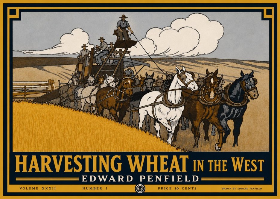 Edward Penfield Harvesting Wheat in the West No5 - Poster