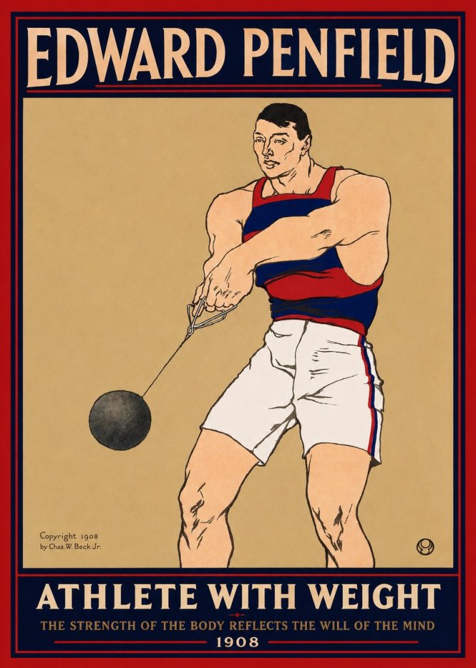 Edward Penfield Athlete with Weight No2 - Poster