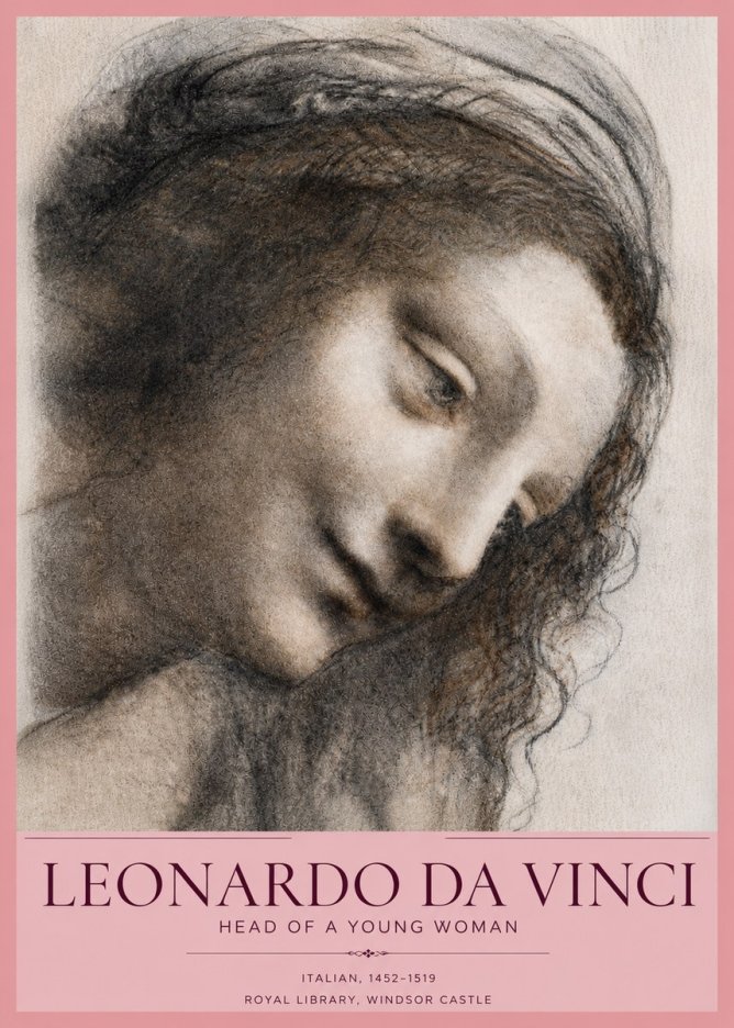 Leonardo da Vinci Head of a Young Woman I No3 - Poster