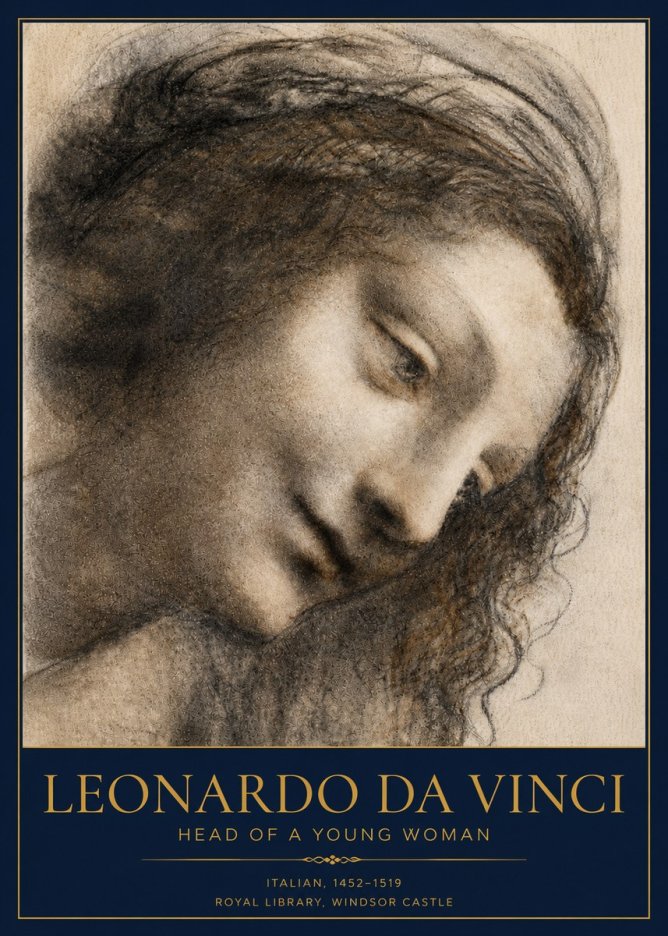 Leonardo da Vinci Head of a Young Woman I No4 - Poster