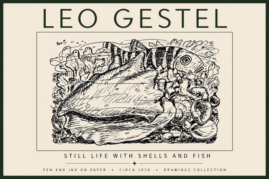Leo Gestel Still Life with Shells and Fish No5 - Poster