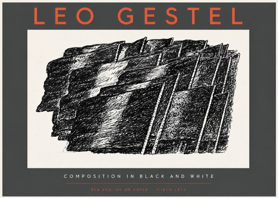 Leo Gestel Composition in Black and White No3 - Poster