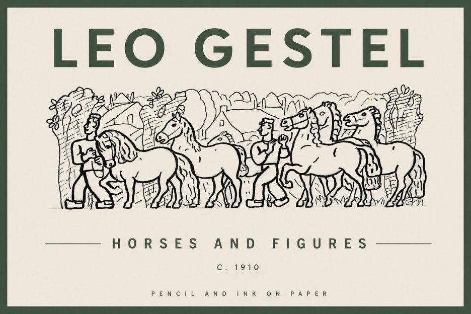 Leo Gestel Horses and Figures No4 - Poster
