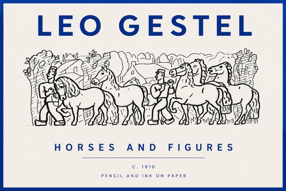 Leo Gestel Horses and Figures No5 - Poster