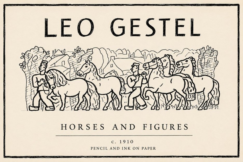 Leo Gestel Horses and Figures No6 - Poster