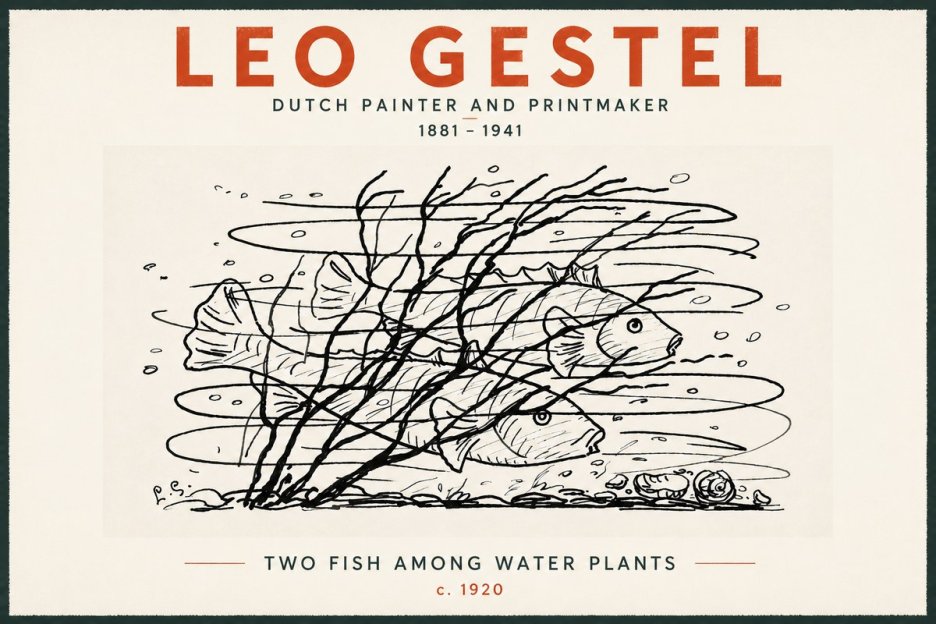 Leo Gestel Two Fish Among Water Plants No5 - Poster