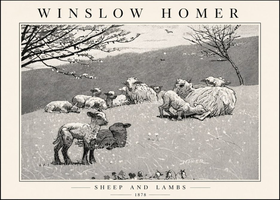 Winslow Homer Sheep and Lambs No4 - Poster