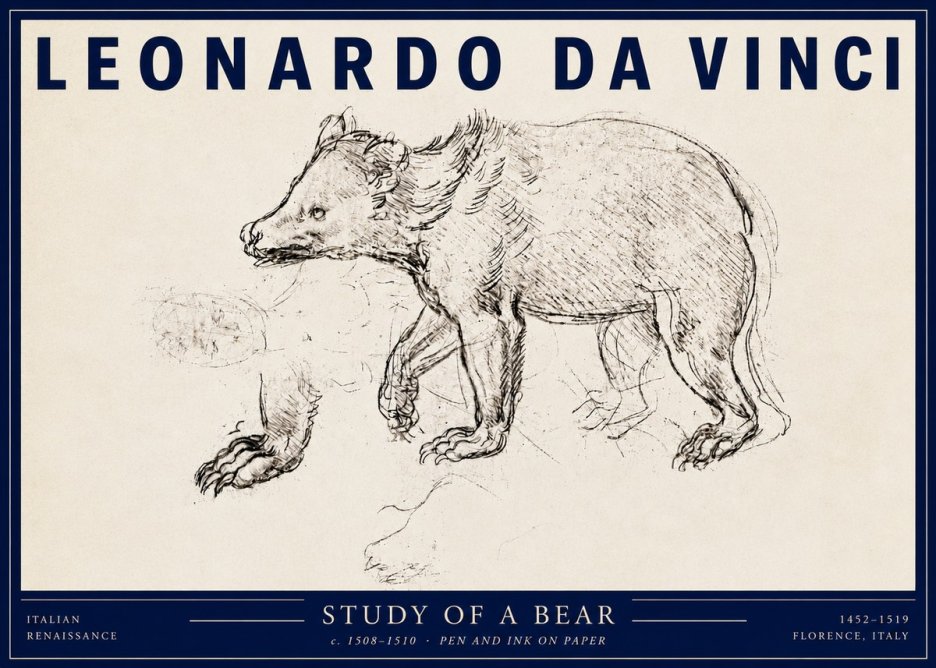 Leonardo da Vinci Study of a Bear No3 - Poster