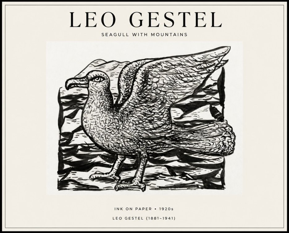 Leo Gestel Seagull with Mountains No1 - Poster