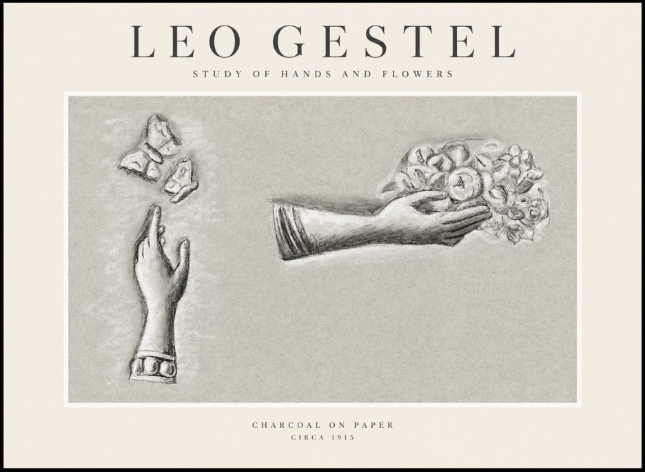 Leo Gestel Study of Hands and Flowers No1 - Poster
