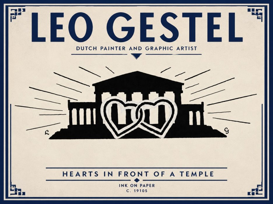 Leo Gestel Hearts in Front of a Temple No3 - Poster