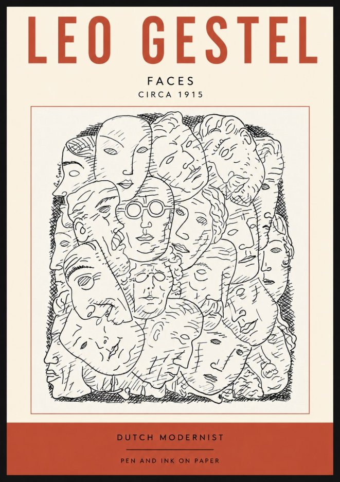 Leo Gestel Heads Ink Drawing No5 - Poster
