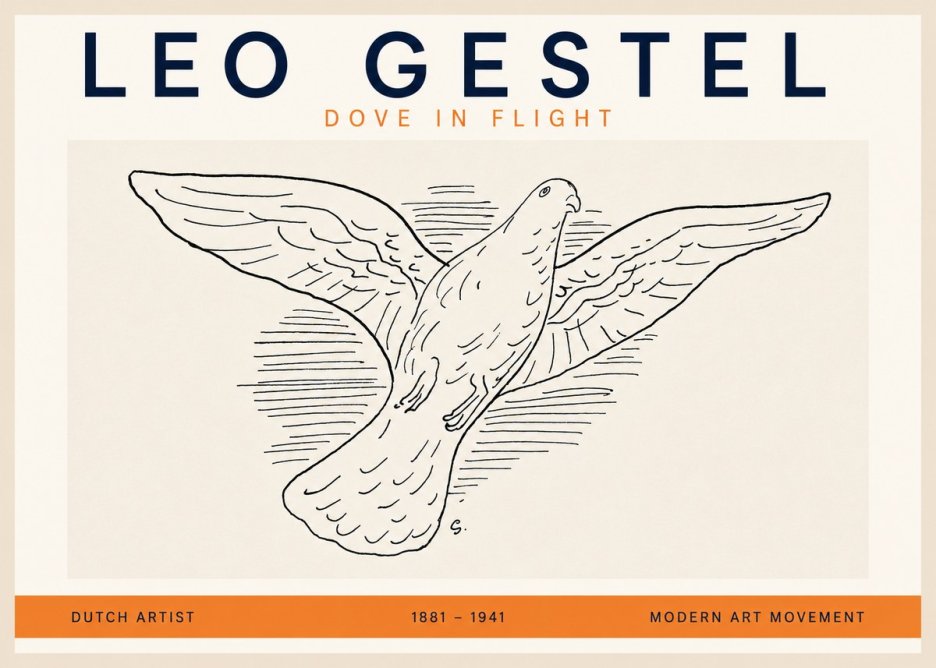 Leo Gestel Dove in Flight No2 - Poster
