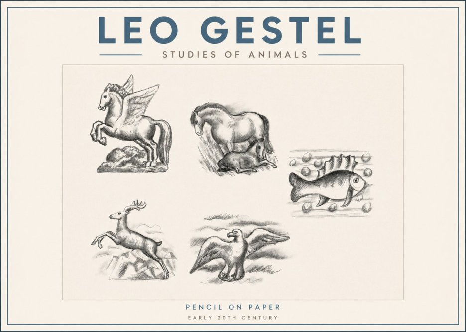 Leo Gestel Studies of Animals No2 - Poster
