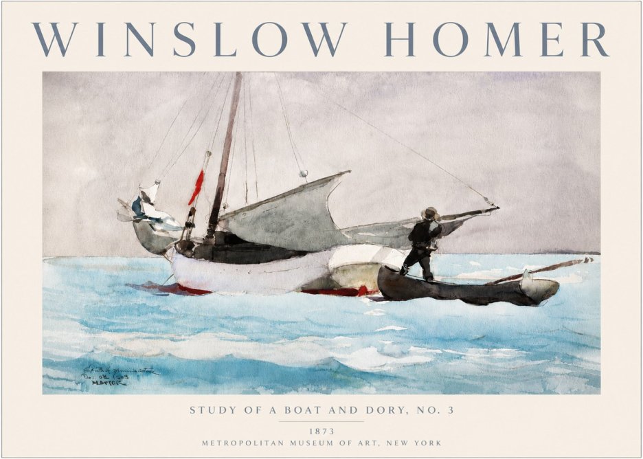 Winslow Homer Study of a Boat and Dory Watercolor, No. 3 No3 - Poster