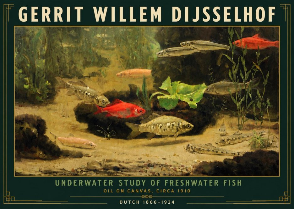 Gerrit Willem Dijsselhof Underwater Study of Freshwater Fish No5 - Poster