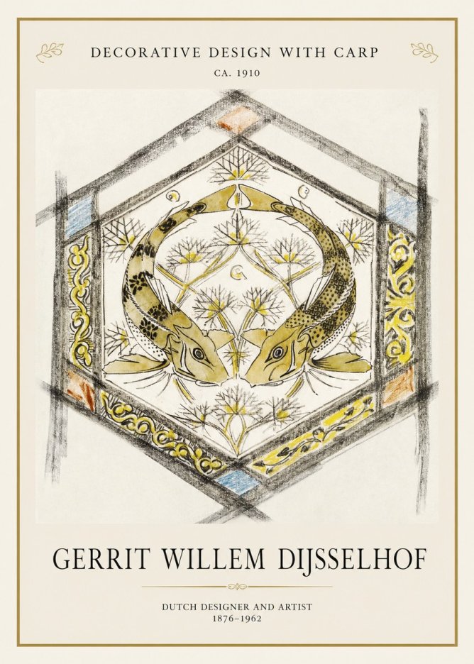 Gerrit Willem Dijsselhof Decorative Design with Carp No1 - Poster