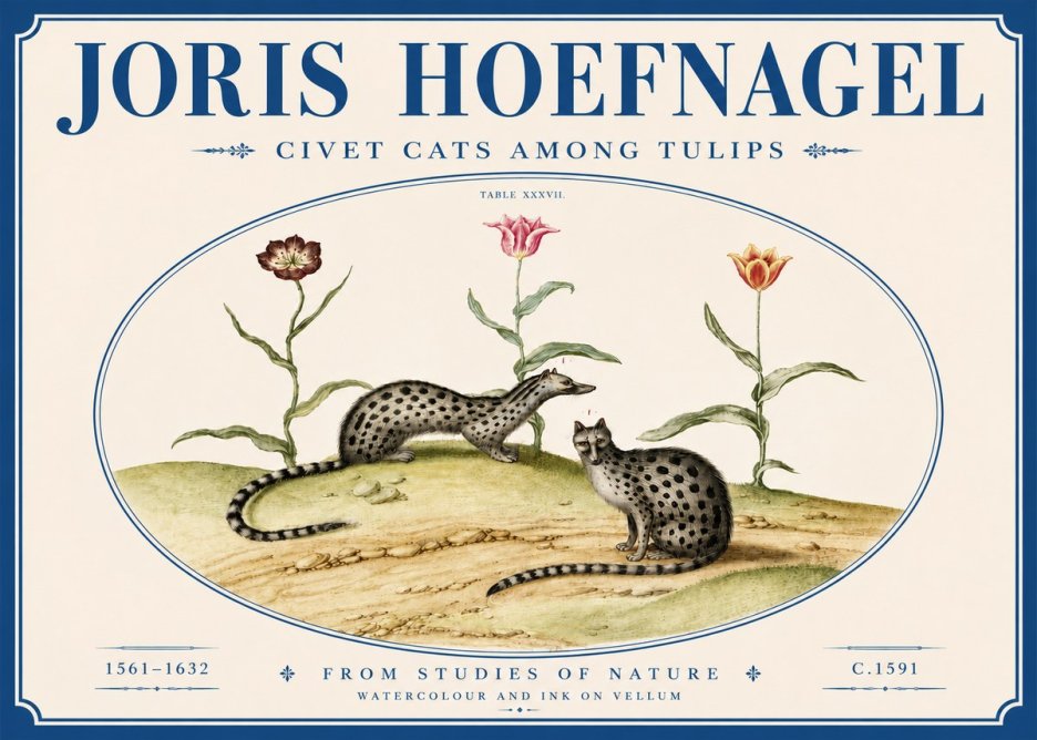 Joris Hoefnagel Civet Cats Among Tulips No6 - Poster