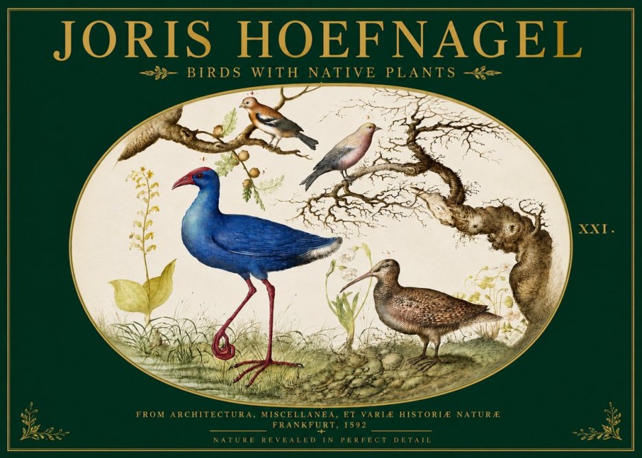 Joris Hoefnagel Birds with Native Plants No3 - Poster