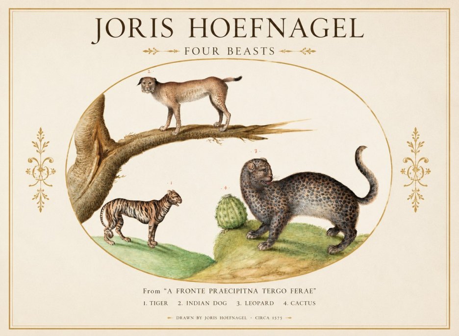 Joris Hoefnagel Four Beasts No1 - Poster