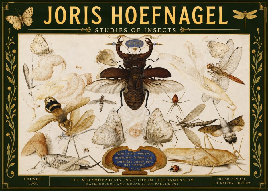 Joris Hoefnagel Studies of Insects I No5 - Poster