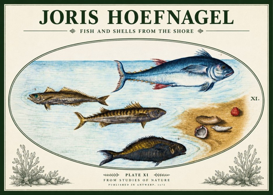 Joris Hoefnagel Fish and Shells from the Shore No3 - Poster