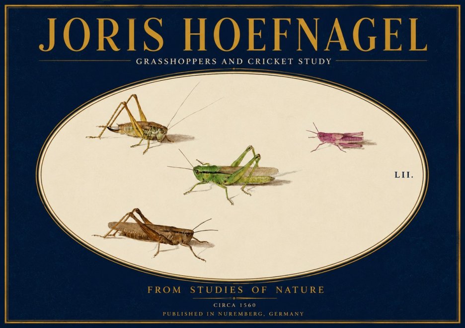 Joris Hoefnagel Three Grasshoppers and a Locust No4 - Poster