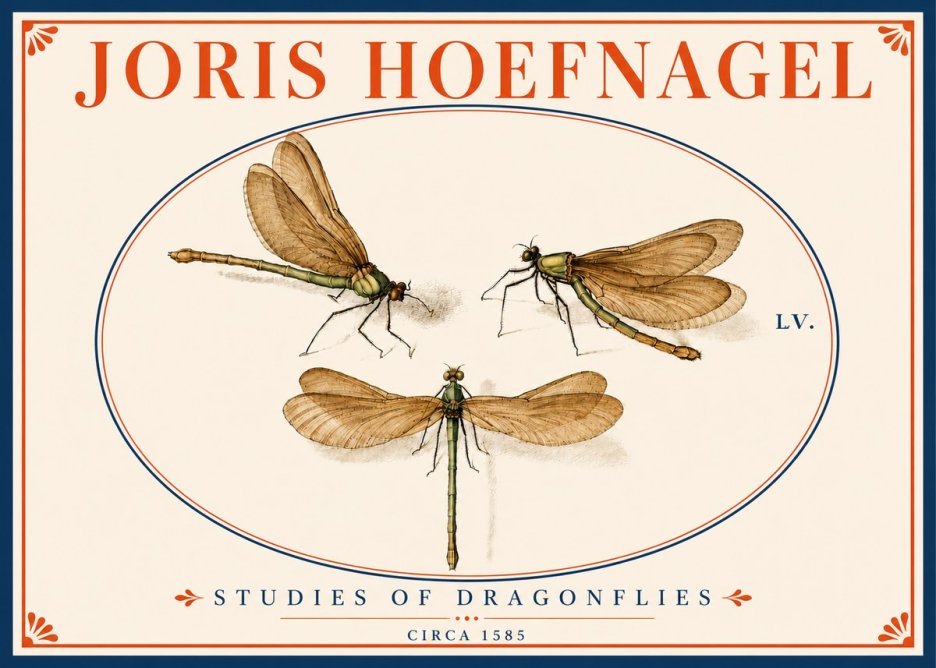 Joris Hoefnagel Studies of Dragonflies No5 - Poster