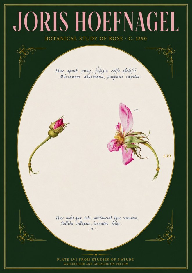 Joris Hoefnagel Botanical Study of Rose No3 - Poster