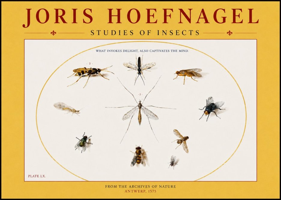 Joris Hoefnagel Studies of Insects III No4 - Poster