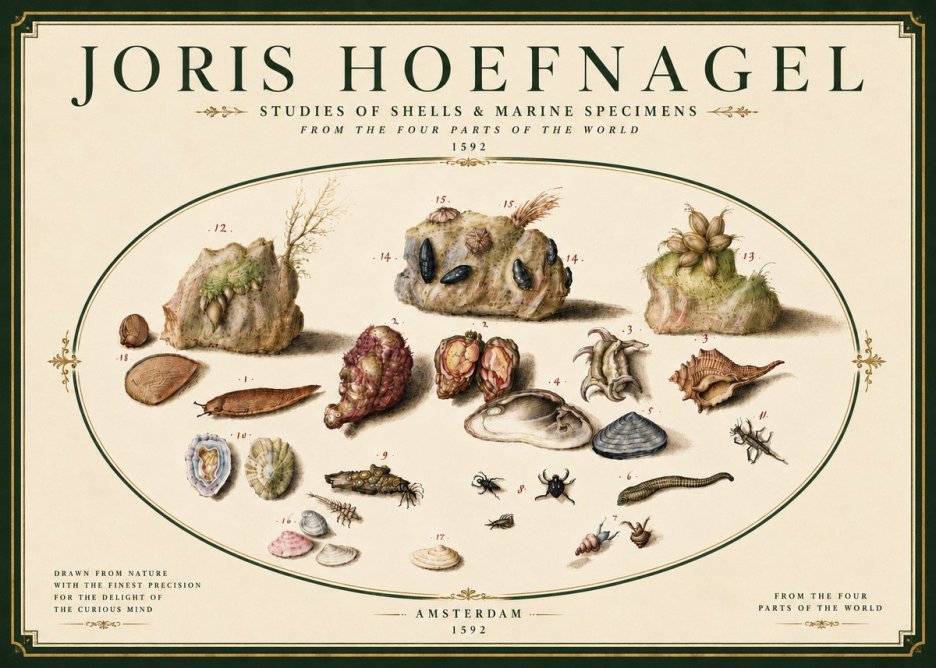 Joris Hoefnagel Studies of Shells & Marine Specimens No6 - Poster