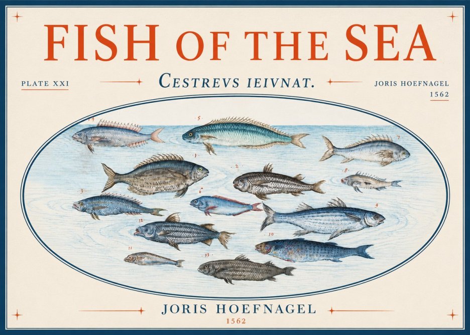 Joris Hoefnagel Fish of the Sea - Cestrevs Ieivnat. Plate Xxi No3 - Poster