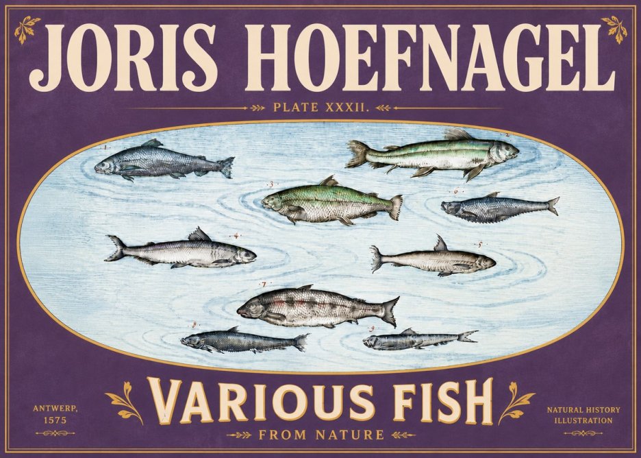 Joris Hoefnagel Various Fish from Nature No6 - Poster