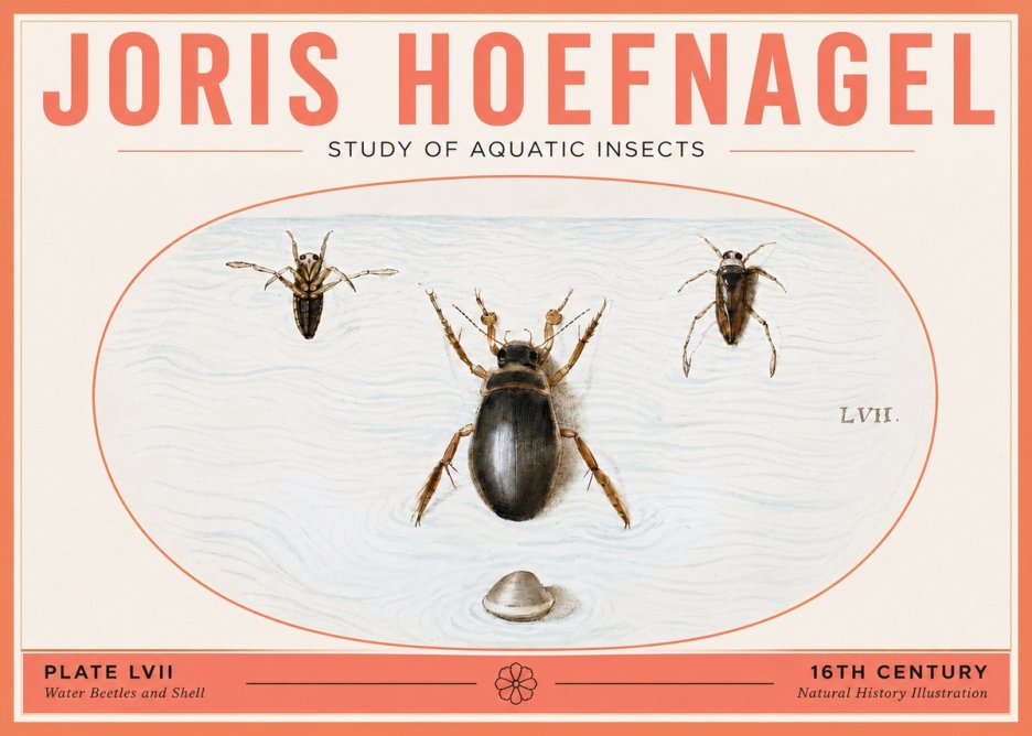 Joris Hoefnagel Water Beetles and Shell No5 - Poster