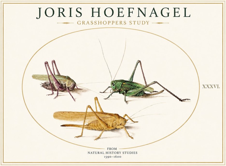 Joris Hoefnagel Grasshoppers Study No1 - Poster